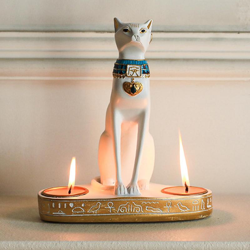 Smart Home Decor - Egipski kot świecznik figurka z żywicy